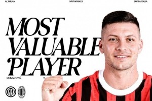 梅开二度！约维奇当选德比战米兰队内最佳球员